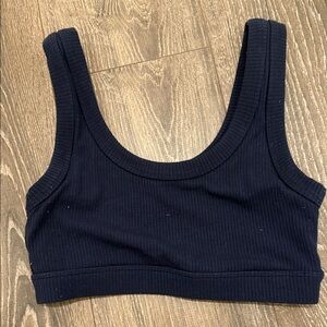 ALO Yoga Navy Ribbed Crop Top